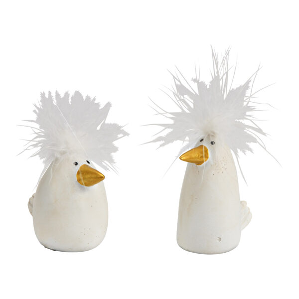 Pájaro de poli blanco, 2 surtido, (An./Al./Pr.) 7x6x3cm 6x6x4cm