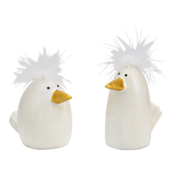 Pájaro de poly blanco, 2 surtido, (An./Al./Pr.) 9x11x6cm 11x9x7cm