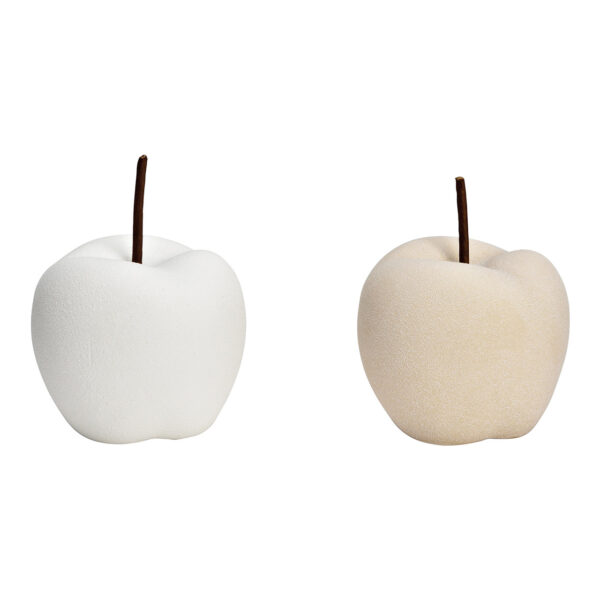Cerámica de manzana beige, blanca, 2 compartimentos, (An./Al./Pr.) 9x12x9cm
