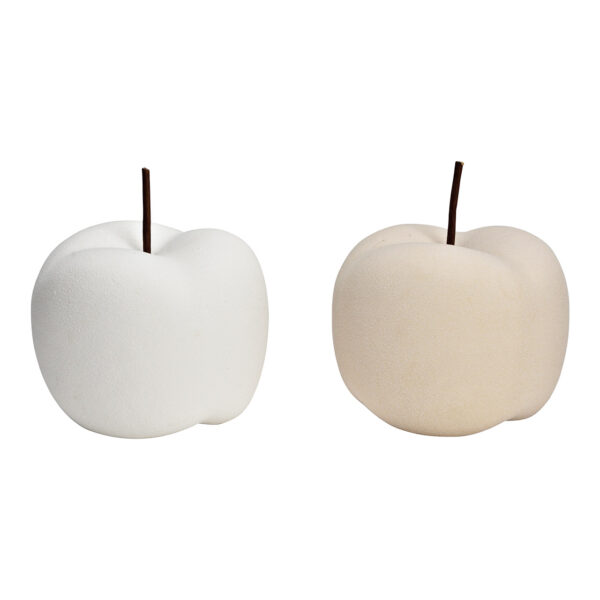 Cerámica de manzana beige, blanca, 2 compartimentos, (An./Al./Pr.) 13x14x13cm