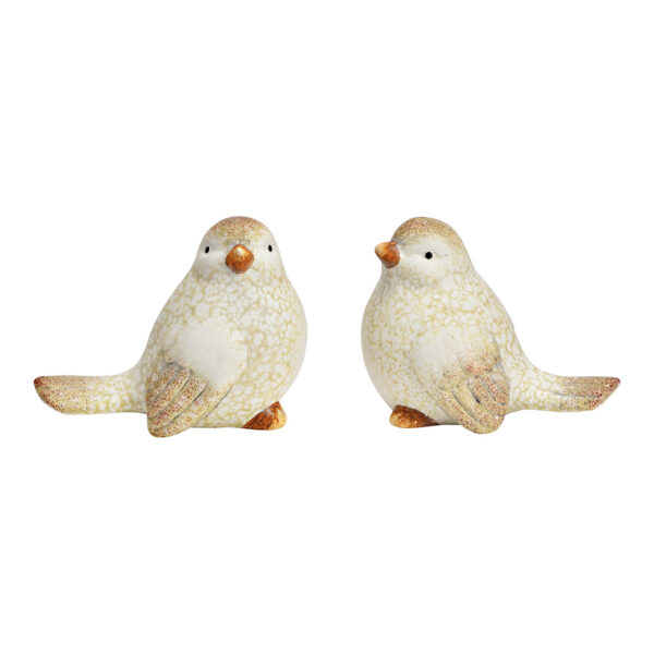 Pájaro de arcilla natural, doble cara (ancho/alto/profundidad): 12 x 9 x 8 cm