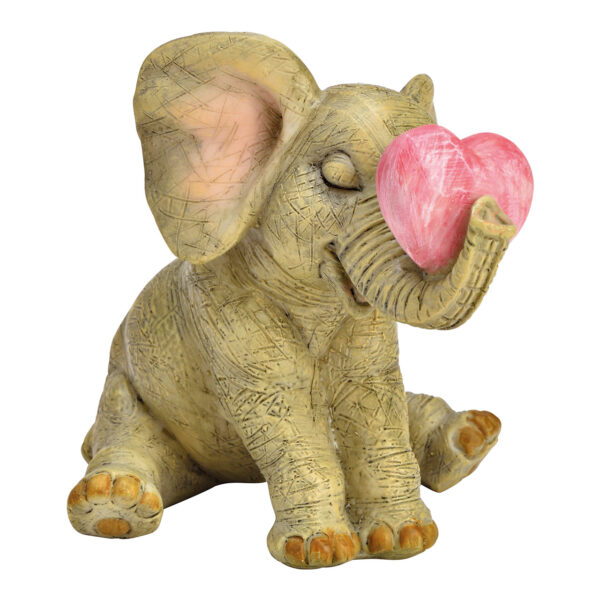 Elefante con corazón de poly grey (An./Al./Pr.) 11x9x8cm