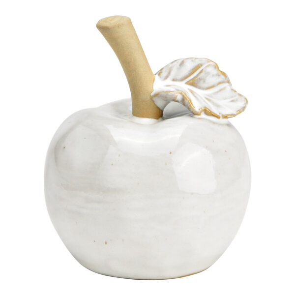 Manzana de cerámica beige, blanca (An./Al./Pr.) 9x11x9cm