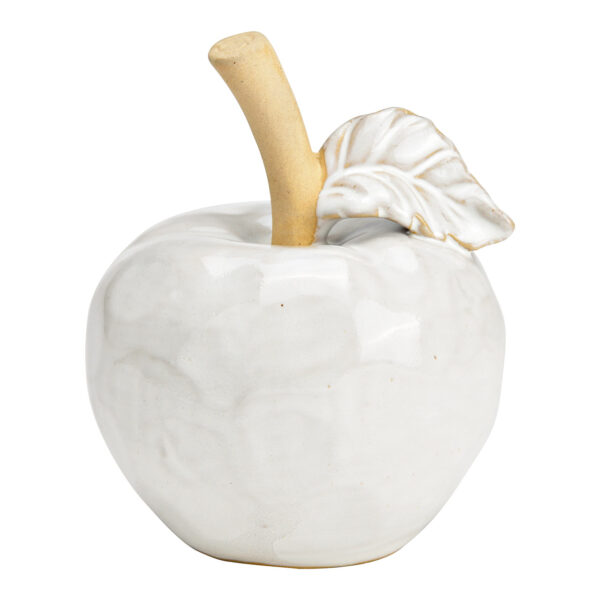 Manzana cerámica beige, blanca (An./Al./Pr.) 11x14x11cm