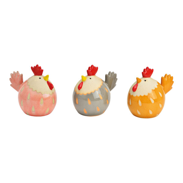 Pollo de cerámica colorido, 3 surtido (ancho/alto/profundidad) 14 x 12 x 9 cm