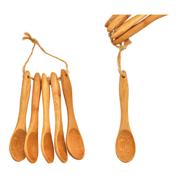 Juego de 5 mini cucharas de bambú natural (ancho/alto) 2x10cm