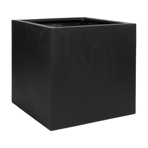 Maceta de fibra de piedra negra (An./Al./Pr.) 40x40x40cm