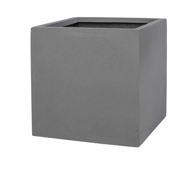 Maceta de fibra de piedra gris (An./Al./Pr.) 15x15x15cm