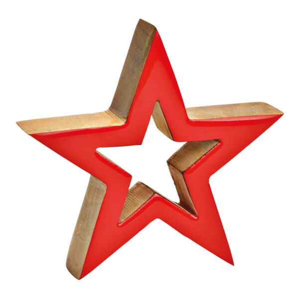 Soporte estrella madera mango rojo (An./Al./Pr.) 15x15x3cm