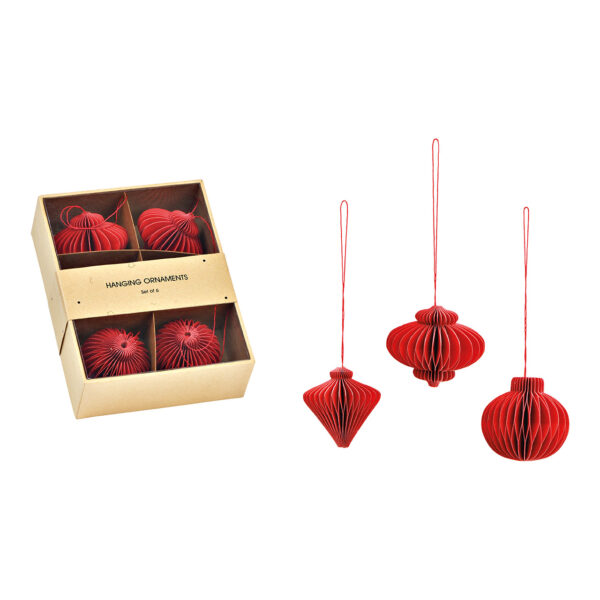 Para colgar Honeycomb set de 6, de papel/cartón rojo, 3 surtido, (An/Al/Pr) 10x13x4cm Ø4cm