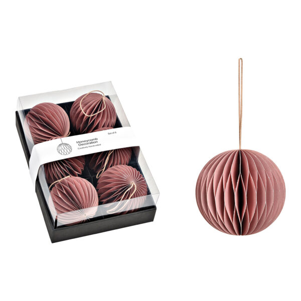 Para colgar Bola de nido de abeja Set de 6, fabricada en papel/cartón rosa viejo (An./Al./Pr.) 24x8x16cm Ø8cm