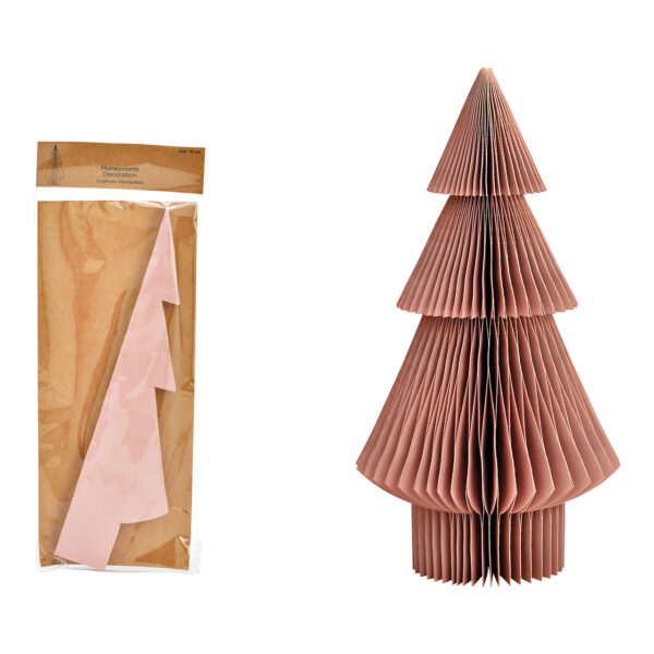 Abeto en forma de panal de papel/cartón de color rosa viejo (ancho/alto/profundidad) 15 x 30 x 15 cm