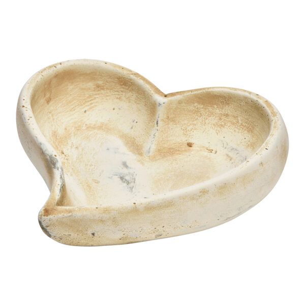 Maceta de cemento corazón beige (An./Al./Pr.) 14x4x14cm