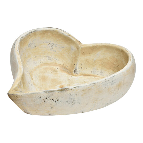 Maceta de cemento corazón beige (An./Al./Pr.) 21x7x21cm