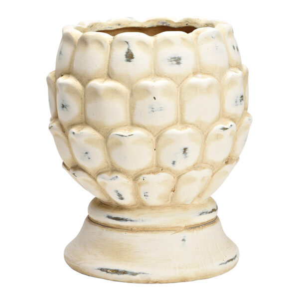 Maceta cónica de cerámica beige (An./Al./Pr.) 15x17x15cm