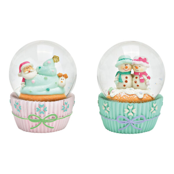 Bola de nieve con forma de muñeco de nieve, Papá Noel, de poly mint, rosa, 2 surtido, (ancho/alto/profundidad) 6 x 9 x 6 cm