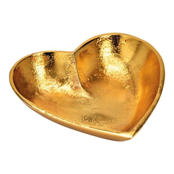 Cuenco corazón de metal dorado (An./Al./Pr.) 15x5x15cm