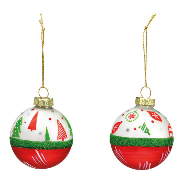 Bola navideña, Para colgar y decoración de abeto de cristal de colores, 2 surtido, Ø6cm