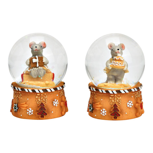 Bola de nieve con forma de ratón navideño de policarbonato, color cristal, 2 surtido, (ancho/alto/profundidad) 4 x 6 x 4 cm