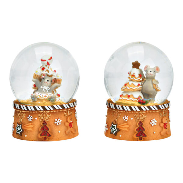 Bola de nieve con forma de ratón navideño de policarbonato, color cristal, 2 surtido, (ancho/alto/profundidad) 7 x 9 x 7 cm