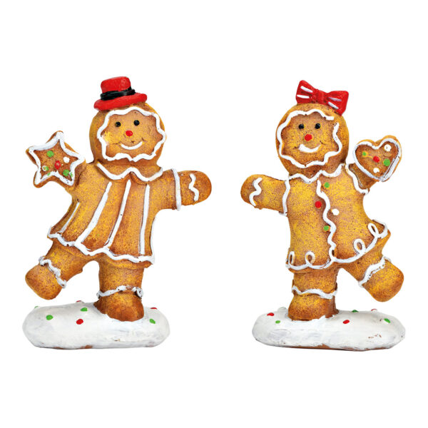 Figuras de pan de jengibre de poly brown de 2 surtido, (An/Al/Pr) 8x11x3cm
