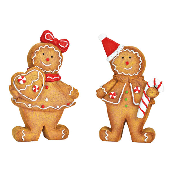 Figuras de pan de jengibre de poly brown de 2 surtido, (An/Al/Pr) 15x23x7cm