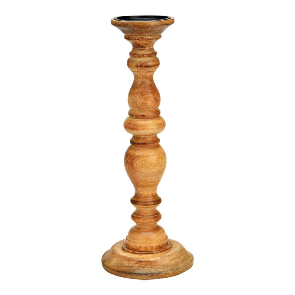 Portavelas madera de mango natural (An./Al./Pr.) 15x40x15cm