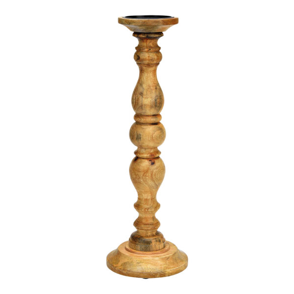 Portavelas madera de mango natural (An./Al./Pr.) 15x45x15cm