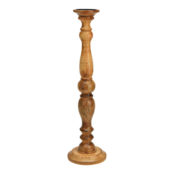 Portavelas madera de mango natural (An./Al./Pr.) 16x60x16cm
