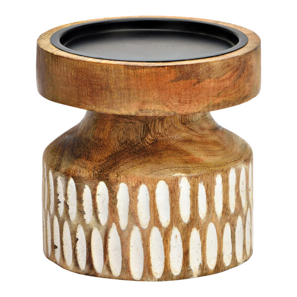 Portavelas madera de mango natural (An./Al./Pr.) 10x10x10cm
