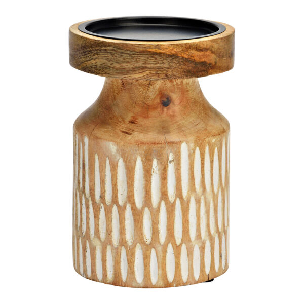 Portavelas madera de mango natural (An./Al./Pr.) 10x15x10cm