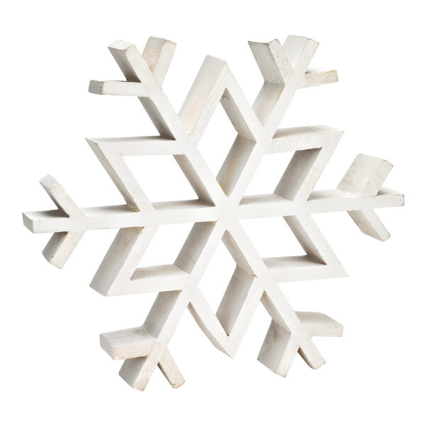 Copo de nieve de madera de mango blanco (ancho/alto/profundidad) 30 x 30 x 4 cm