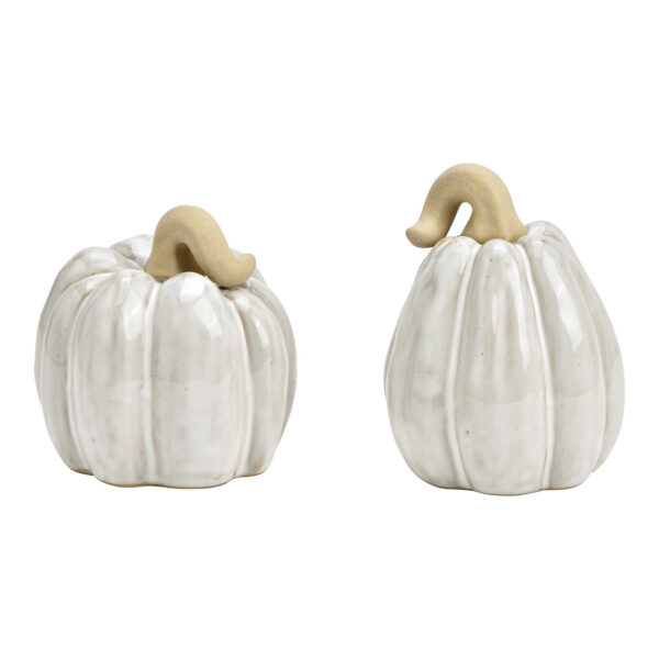 Calabaza de cerámica blanca de 2 cuerpos, (An./Al./Pr.) 8x10x8cm