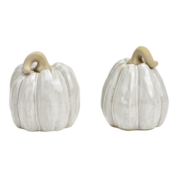 Calabaza de cerámica blanca, doble cara, (An./Al./Pr.) 10x12x10cm