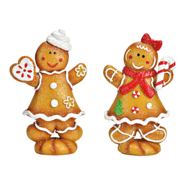 Figura de pan de jengibre hecha de poli marrón de 2 surtido, (An/Al/Pr) 12x20x6cm