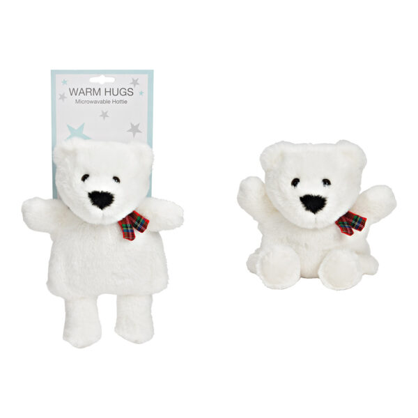 Cojín de huesos de cereza oso polar de poliéster blanco (An./Al./Pr.) 22x30x11cm