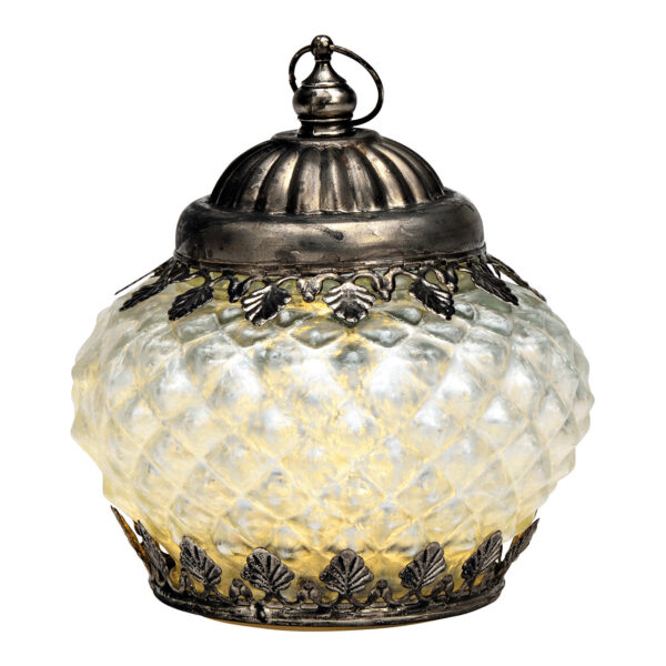 Farol con LED, funcionamiento a pilas 2xAAA no incluidas fabricado en cristal champán (An/Al/Pr) 11x12x11cm