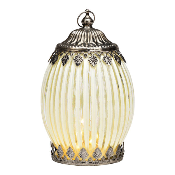 Farol con LED, funcionamiento a pilas 2xAAA no incluidas fabricado en cristal blanco (An./Al./Pr.) 11x18x11cm