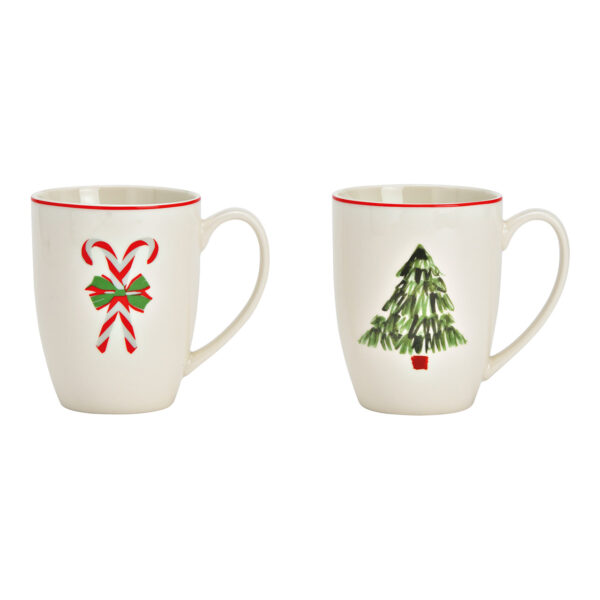 Taza con motivo navideño, de porcelana de colores, doble pared, (ancho/alto/profundidad) 12 x 11 x 8 cm, 350 ml