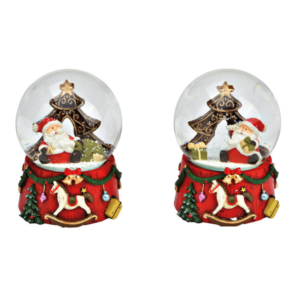 Bola de nieve Papá Noel de poli/vidrio, colorida, doble pliegue, (ancho/alto/profundidad) 6 x 9 x 6 cm
