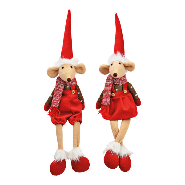 Taburete Edge Winter Mouse de textil rojo, 2 compartimentos, (ancho/alto/fondo) 15x36x14cm