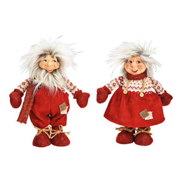 Gnomo de tela rojo, doble cara, (An./Al./Pr.) 21 x 31 x 14 cm