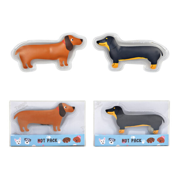 Calentador de bolsillo para perro salchicha de plástico marrón, 2 compartimentos, (ancho/alto) 12 x 6 x 1 cm