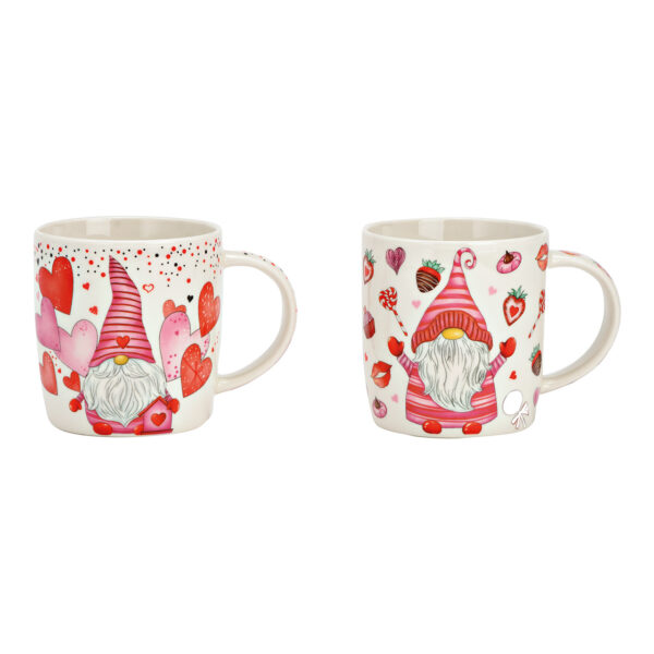 Taza de porcelana roja con forma de gnomo, 2 compartimentos, (ancho/alto/profundidad) 13 x 10 x 8 cm, 360 ml