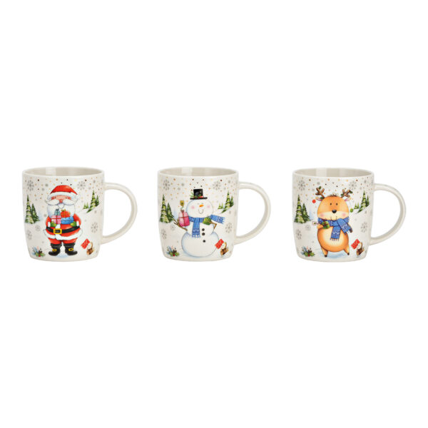 Taza Papá Noel, muñeco de nieve, reno de porcelana de colores, 3 compartimentos, (ancho/alto/profundidad) 13 x 10 x 8 cm, 360 ml