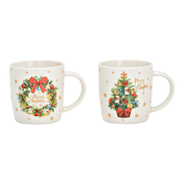 Taza, Feliz Navidad de porcelana de colores, doble pared, (An./Al./Pr.) 14x10x8cm, 360ml