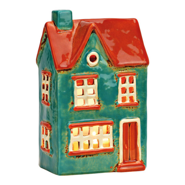 Farol de cerámica para casita de colores (ancho, alto y profundidad) 12 x 19 x 8 cm