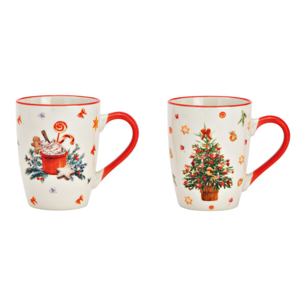 Taza motivo navideño de porcelana blanca, doble pared, (ancho/alto/fondo) 12x10x8cm 340ml