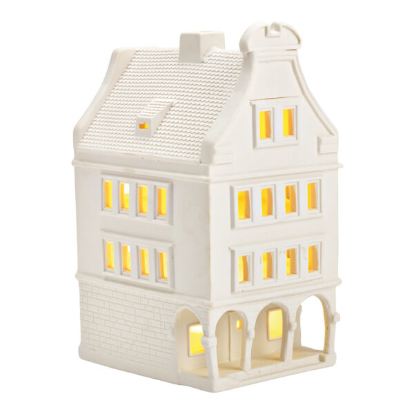 Faro Münster/Prinzipalmarkt de porcelana blanca (ancho x alto x fondo) 11 x 21 x 14 cm