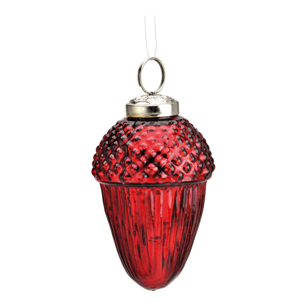Para colgar navideña con forma de bellota de cristal de color rojo (ancho/alto/profundidad) 6 x 10 x 6 cm